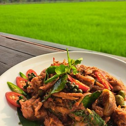 ผัดเผ็ดพวงไข่อ่อนไก่