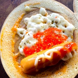 พิซซ่า+ไส้กรอกไก่หนังกรอบ+ชีส+ไข่กุ้ง