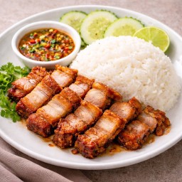 ข้าวหมูกรอบทอดน้ำปลา