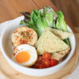 ชุดไข่ดาวอารมณ์ดี แฮมเบิร์กอกไก่