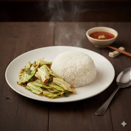ข้าวราดผัดกะหล่ำปลี