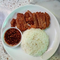 ข้าวหมูทอดกระเทียมวุ้นเส้นน้ำจิ้มแจ่ว