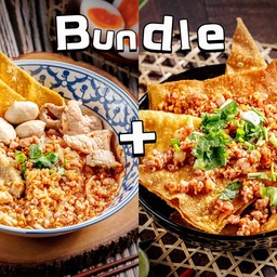 [เซตสุดฮิต] ก๋วยเตี๋ยวหมูต้มยำ (น้ำ) + เกี๊ยวหมูทอดยำระเบิด