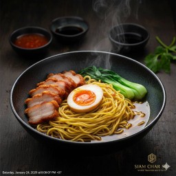 บะหมี่หมูแดงฟรีไข่Signature BBQ Pork Noodles (บะหมี่หมูแดงล้วน)
