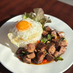 กะเพราลิ้นวัวซูวี(ไม่มีไข่ดาว)