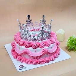 C33 เค้กมงกุฎ ชมพูขาว