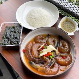 เซ็ตกุ้งดองพร้อมข้าวและสาหร่าย