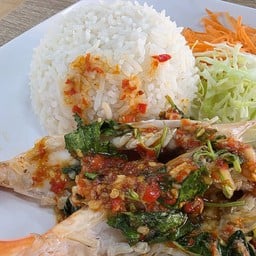 ข้าวกะเพรากุ้งก้ามกราม