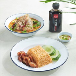 ชุดข้าวผัดมันกุ้ง + เมนูต้ม + เครื่องดื่ม