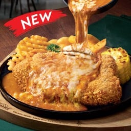 ไก่กรอบไซซ์จัมโบ้กับซอสบาร์บีคิวชีสลาวา