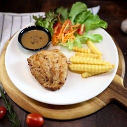 สเต็กอกไก่พริกไทยดำ