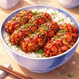 ข้าวหน้าไก่ทอดซอสเกาหลี