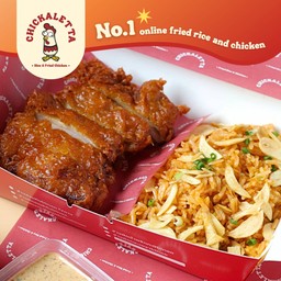 ข้าวผัดมันกุ้ง ไก่ทอด