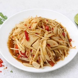 ส้มตำปลาร้า+หมูยอ