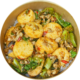 ข้าวกะเพราเต้าหู้ไข่