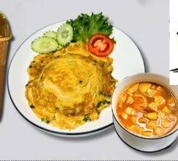 setชาไทย+แกงส้มกุ้ง+ข้าวไข่เจียว