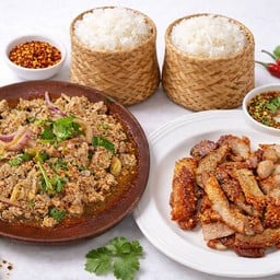 หมูย่าง น้ำจิ้มแจ่ว + ลาบหมูแซ่บนัว + ข้าวเหนียว 2