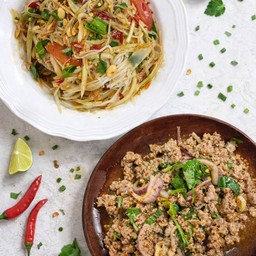 จับคู่ ลาบหมูแซ่บนัว + ส้มตำคุณหญิง