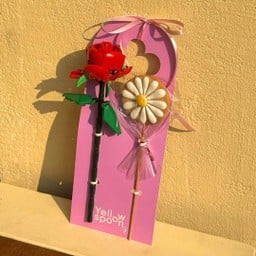 Puzzle Love - Pink card & Red Rose