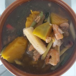 แกงเลียงเห็ดรวม+ย้ำใบย่านาง+ข้าว