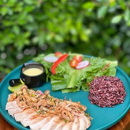 สเต็กอกไก่ลาบเห็ด