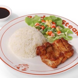 ข้าวหน้าสเต็กไก่สไปซี่