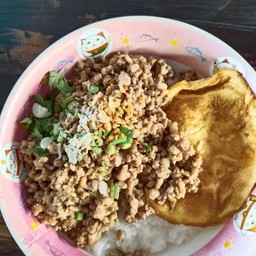 ข้าวต้มหมูสับรวนเค็มอมหวานใช่เจียว