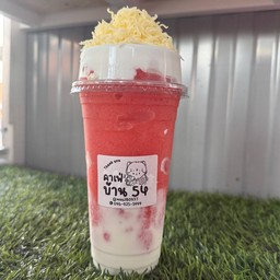 สตอเบอร์รี่ปั่น โยเกิร์ต ครีมชีท + ชีสขูด