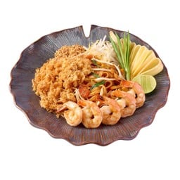 ผัดไทยไข่กรอบและกุ้งสด