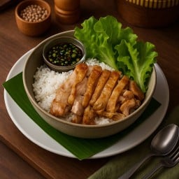 ข้าวไก่ย่างน้ำจิ้มแจ่ว