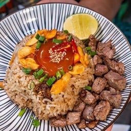 ข้าวผัดมันเนื้อ+ไข่ดอง