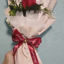 ดอกกุหลาบปลอม#01 (ช่อสีครีม)