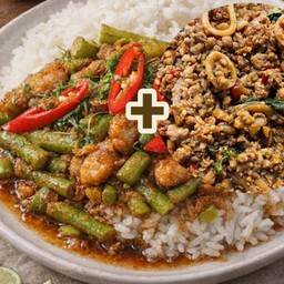 ผัดพริกแกงหมู+ผัดกระเพรา