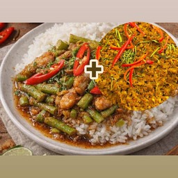 ผัดพริกแกงหมู +คั่วกลิ้ง