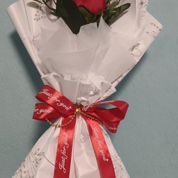 ดอกกุหลาบปลอม#01 (ช่อสีขาว)