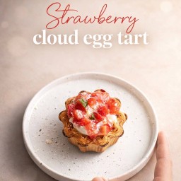 Strawberry cloud egg tart