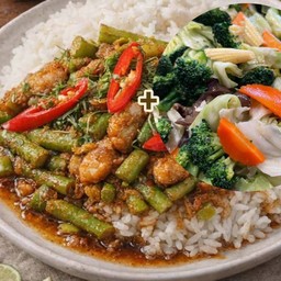 ผัดพริกแกงหมู+ผัดผักรวม