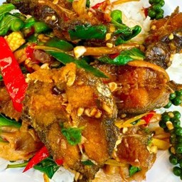 ผัดฉ่าปลาดุกกรอบ