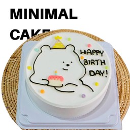 เค้กมินิมอลขนาด1ปอนด์หมีสีขาวHappybirthbay/27