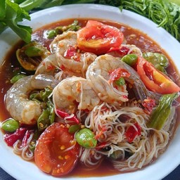 ตำขนมจีนกุ้งสด