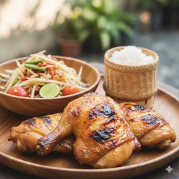 Set ส้มตำ+สะโพกไก่ย่าง+ข้าวเหนียว