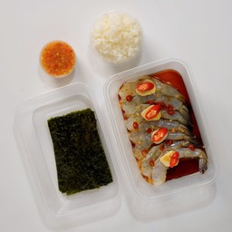 SET A กุ้งดองซีอิ๊วญี่ปุ่น+ข้าวญี่ปุ่น+สาหร่าย