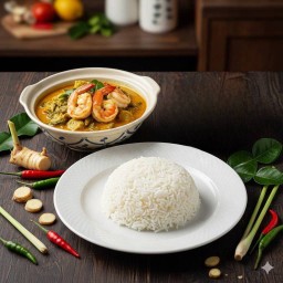 ข้าวเปล่า+แกงส้มชะอมกุ้ง