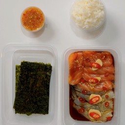 Set C แซลมอนกุ้งดองซีอิ๊วญี่ปุ่น