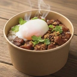 ข้าวต้มแห้งบะเต็ง + ไข่ออนเซ็น