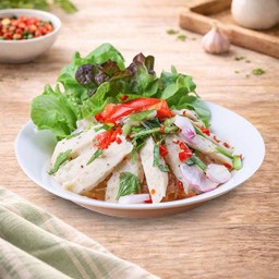 ยำวุ้นเส้นหมูยอ ( Spicy Glass Noodle Salad with Vietnamese Pork Sausage )