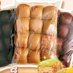 ปังก้อนปิ้งสังขยาชาไทย+ฝอยเขียว