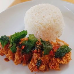 กระเพราไก่กรอบราดข้าว
