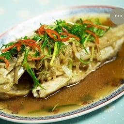 ปลาเก๋านึ่งซีอิ๊ว  Steamed grouper with soy sauce