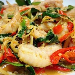 เนื้อปลากะพงผัดฉ่า